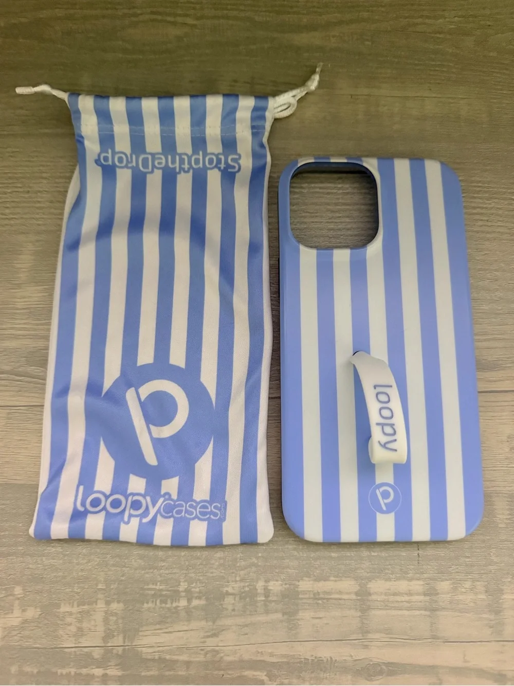 iPhone 13 Pro Max Loopy Case Blue + White Striped